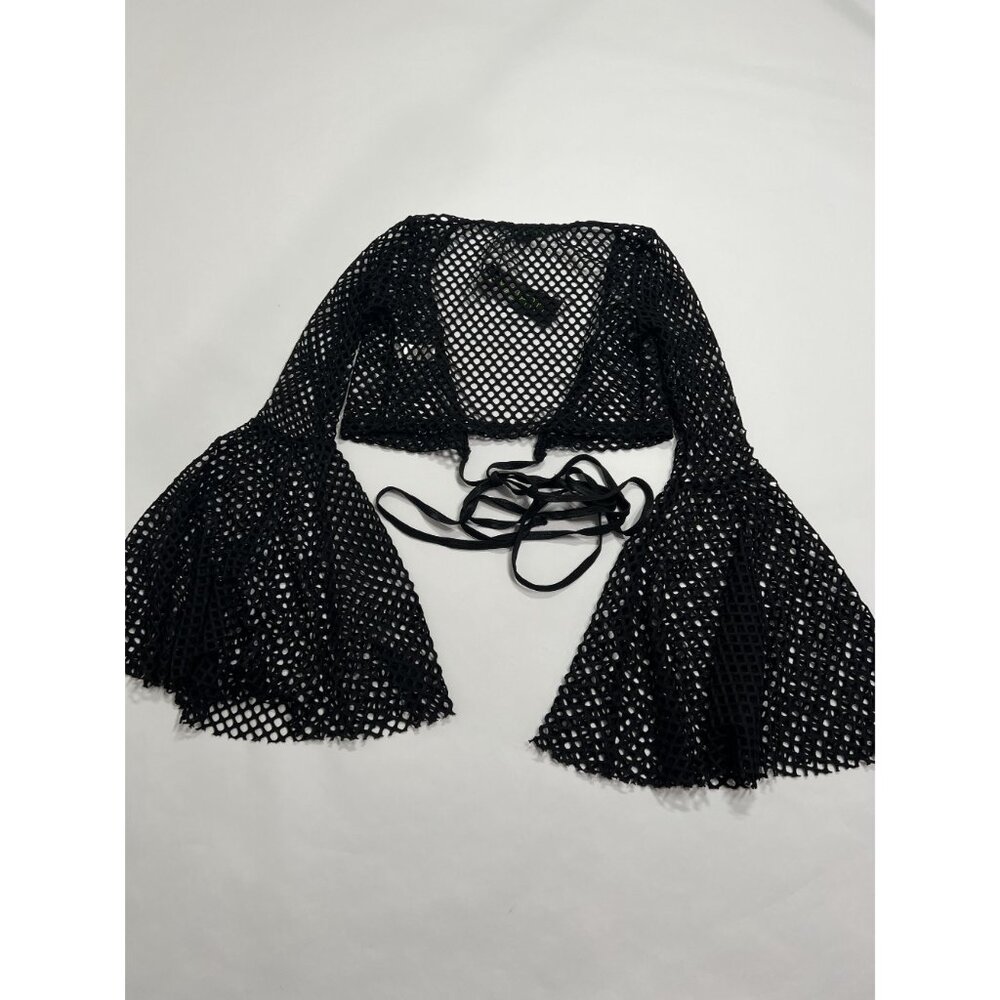 Dolls Kill Techno Fantasy Fishnet Wrap Top in Black - Picture 5 of 5